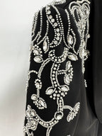 Embroidered Tuxedo Gown with High Slit H6365