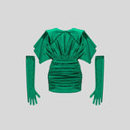 Emerald Draped Sleeve Bandage Dress H5966