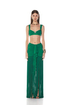 Emerald Fringe Wrap Skirt Set H6898