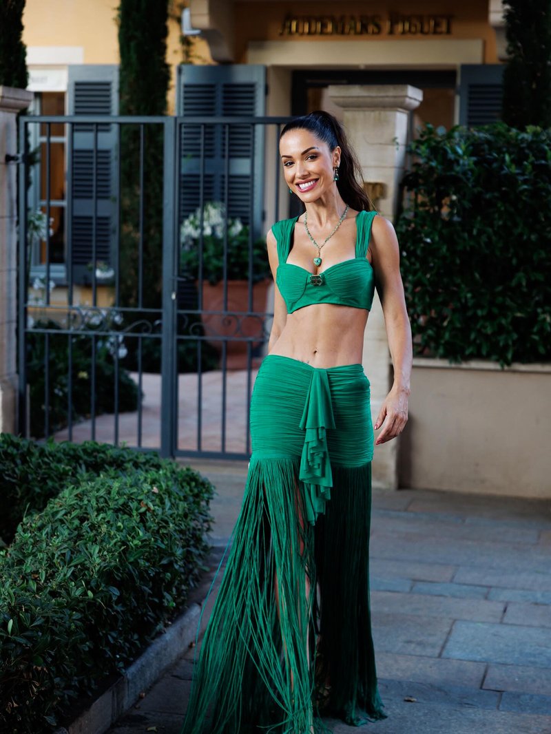 Emerald Fringe Wrap Skirt Set H6898