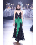 Emerald Lace Overlay Gown H5989