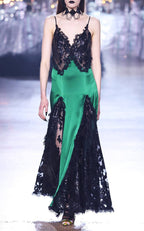 Emerald Lace Overlay Gown H5989