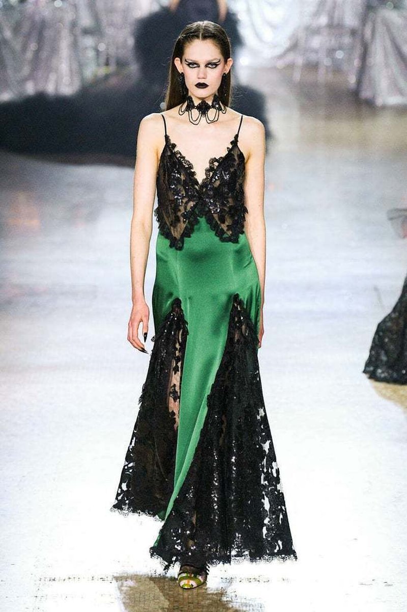 Emerald Lace Overlay Gown H5989