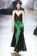 Emerald Lace Overlay Gown H5989