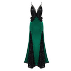 Emerald Lace Overlay Gown H5989