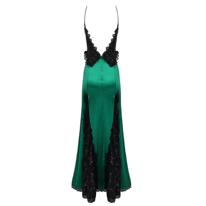 Emerald Lace Overlay Gown H5989