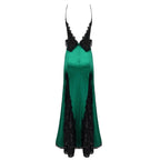 Emerald Lace Overlay Gown H5989
