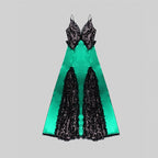 Emerald Lace Overlay Gown H5989
