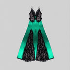 Emerald Lace Overlay Gown H5989
