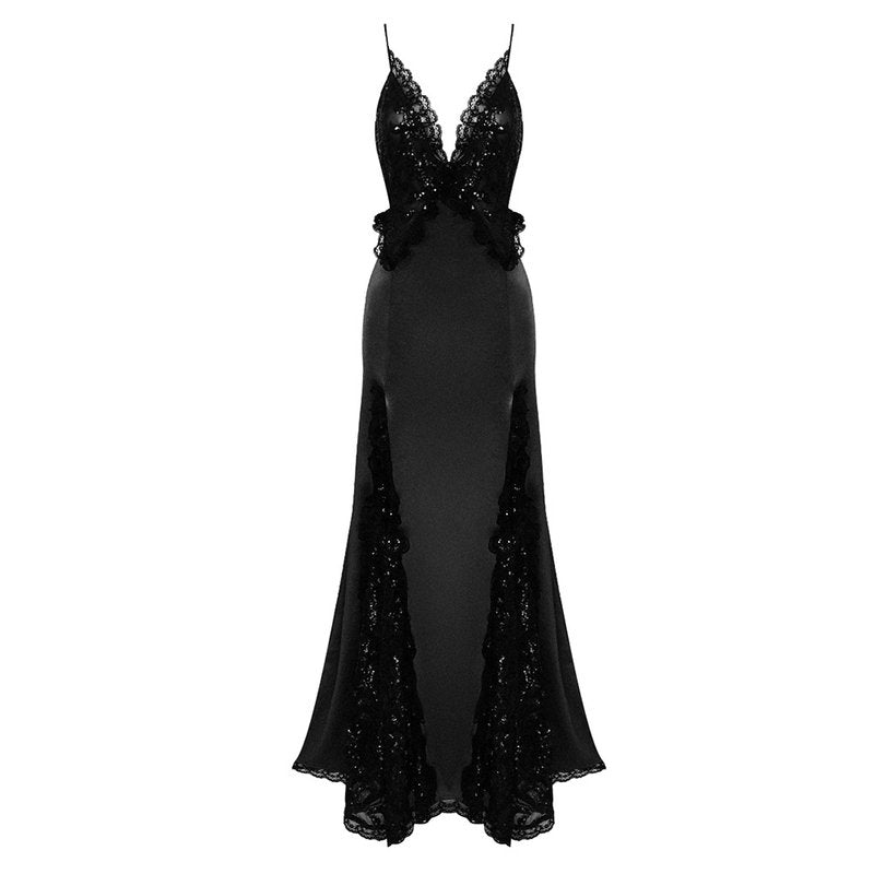 Emerald Lace Overlay Gown H5989