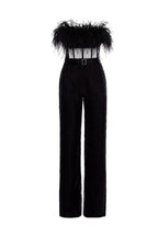 Feathered Off-Shoulder Sequin Jumpsuit H6419