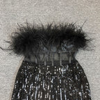 Feathered Off-Shoulder Sequin Jumpsuit H6419