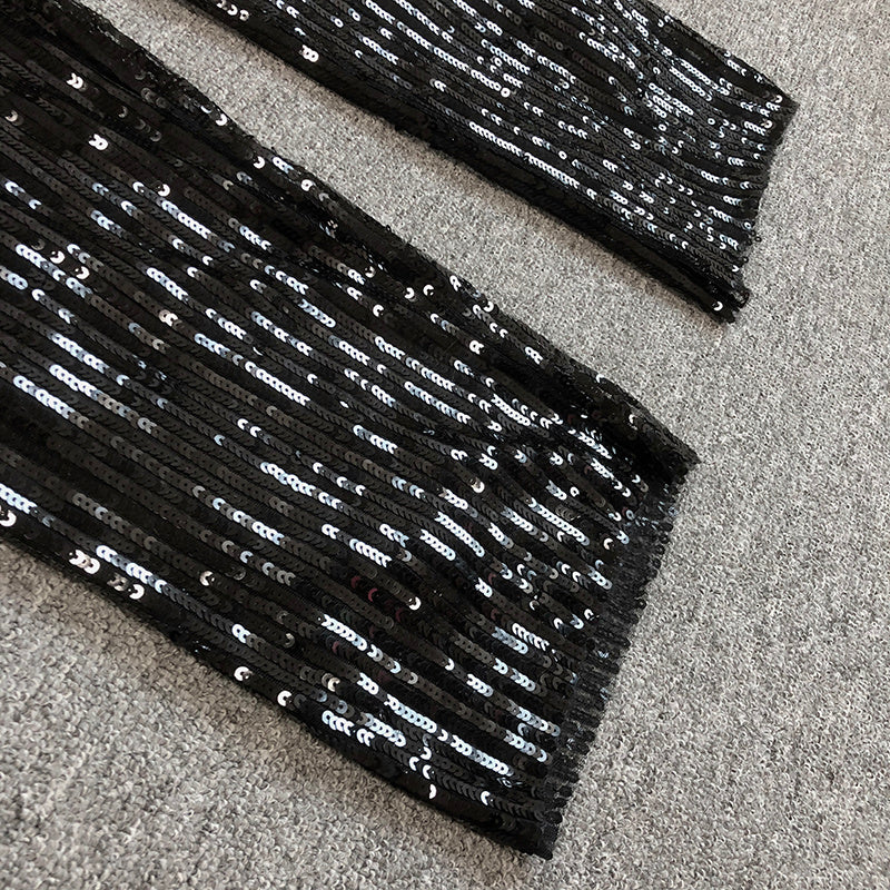 Feathered Off-Shoulder Sequin Jumpsuit H6419