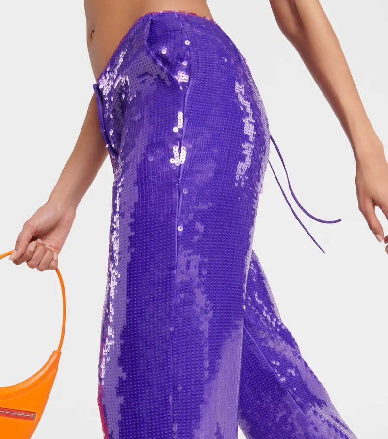 Feathered Orange Corset Top & Purple Sequin Pants Set H6071