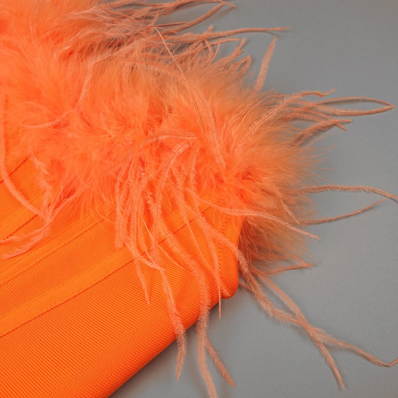 Feathered Orange Corset Top & Purple Sequin Pants Set H6071