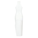 Floral Appliqué High-Neck Bandage Dress H5965
