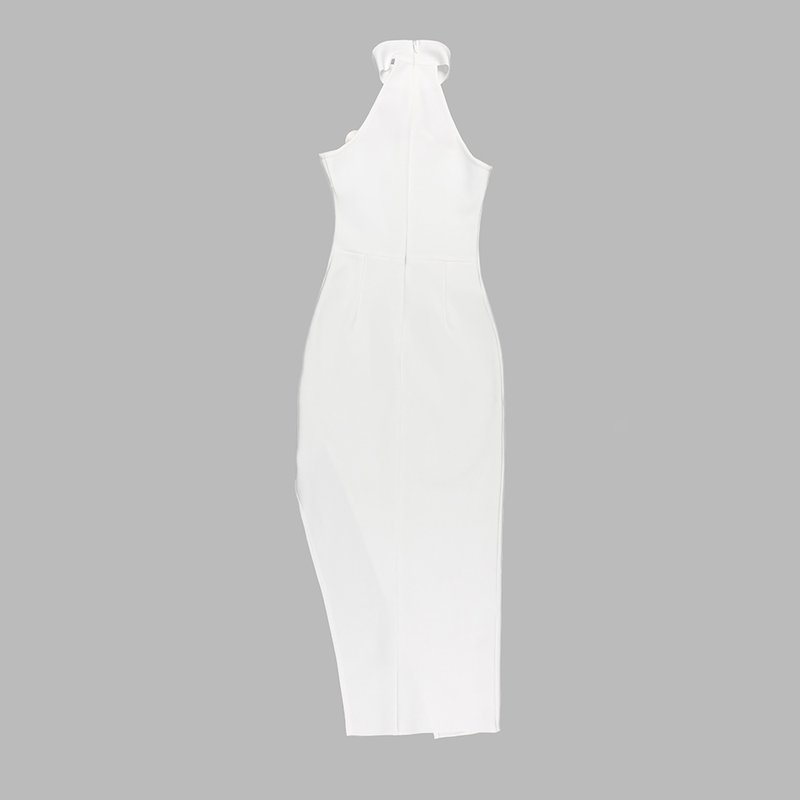 Floral Appliqué High-Neck Bandage Dress H5965