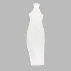 Floral Appliqué High-Neck Bandage Dress H5965