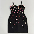 Floral Embellished Black Bodycon Dress H6811