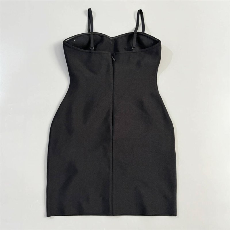 Floral Embellished Black Bodycon Dress H6811