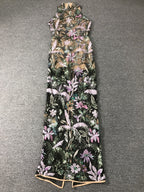 Floral Embellished Sheer Maxi Dress H6664