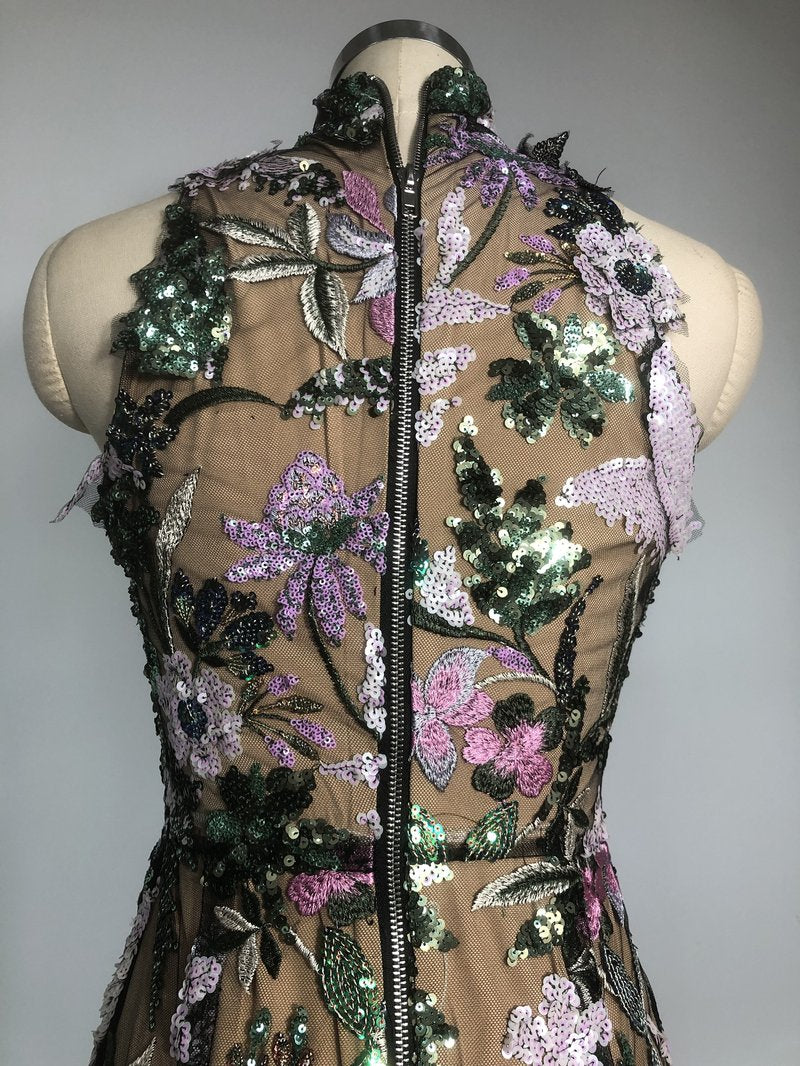 Floral Embellished Sheer Maxi Dress H6664