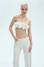 Floral Embellished Strapless Top & Pants Set H6865
