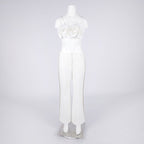 Floral Embellished Strapless Top & Pants Set H6865
