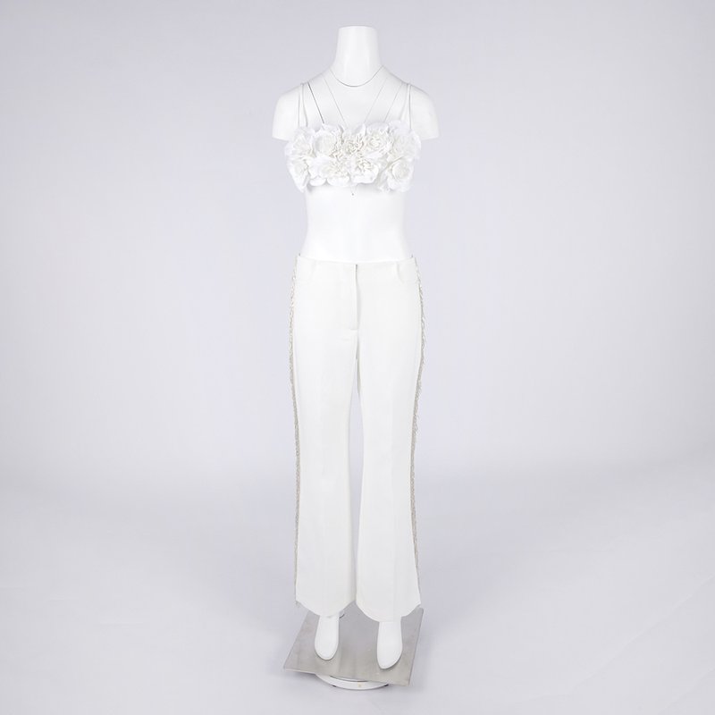 Floral Embellished Strapless Top & Pants Set H6865