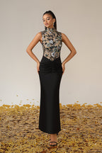 Floral Embroidered High Neck Maxi Dress H6889