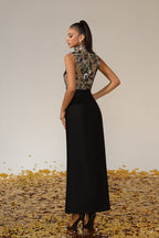 Floral Embroidered High Neck Maxi Dress H6889