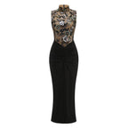 Floral Embroidered High Neck Maxi Dress H6889