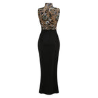 Floral Embroidered High Neck Maxi Dress H6889