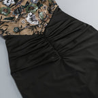 Floral Embroidered High Neck Maxi Dress H6889