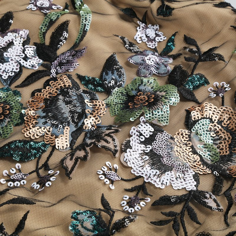 Floral Embroidered High Neck Maxi Dress H6889