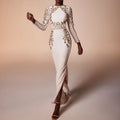 Floral Embroidered Long Sleeve Gown H7092