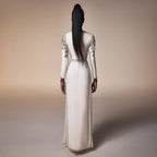 Floral Embroidered Long Sleeve Gown H7092