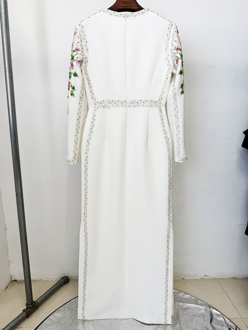 Floral Embroidered Long Sleeve Gown H7092