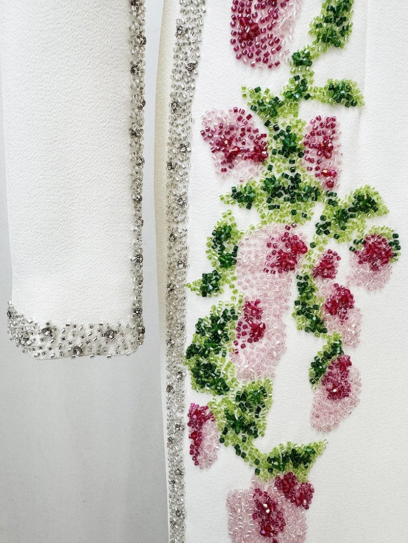 Floral Embroidered Long Sleeve Gown H7092