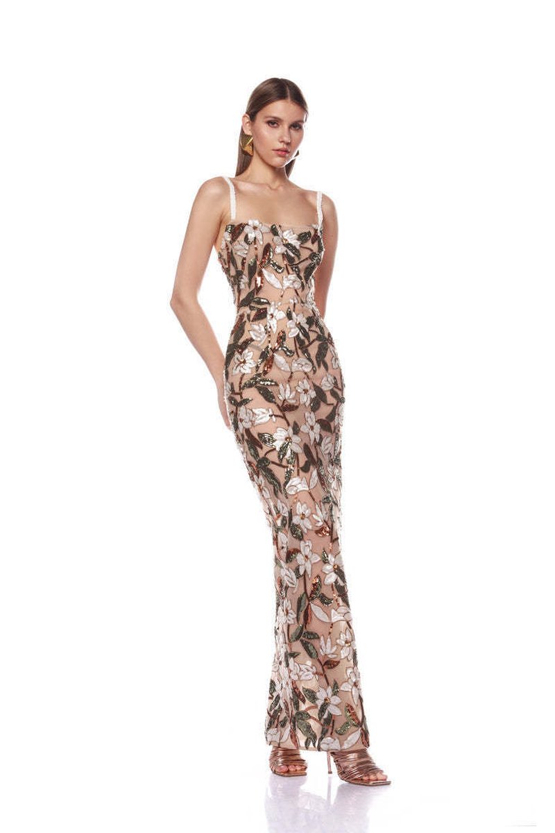 Floral Embroidered Sheer Maxi Dress H6597
