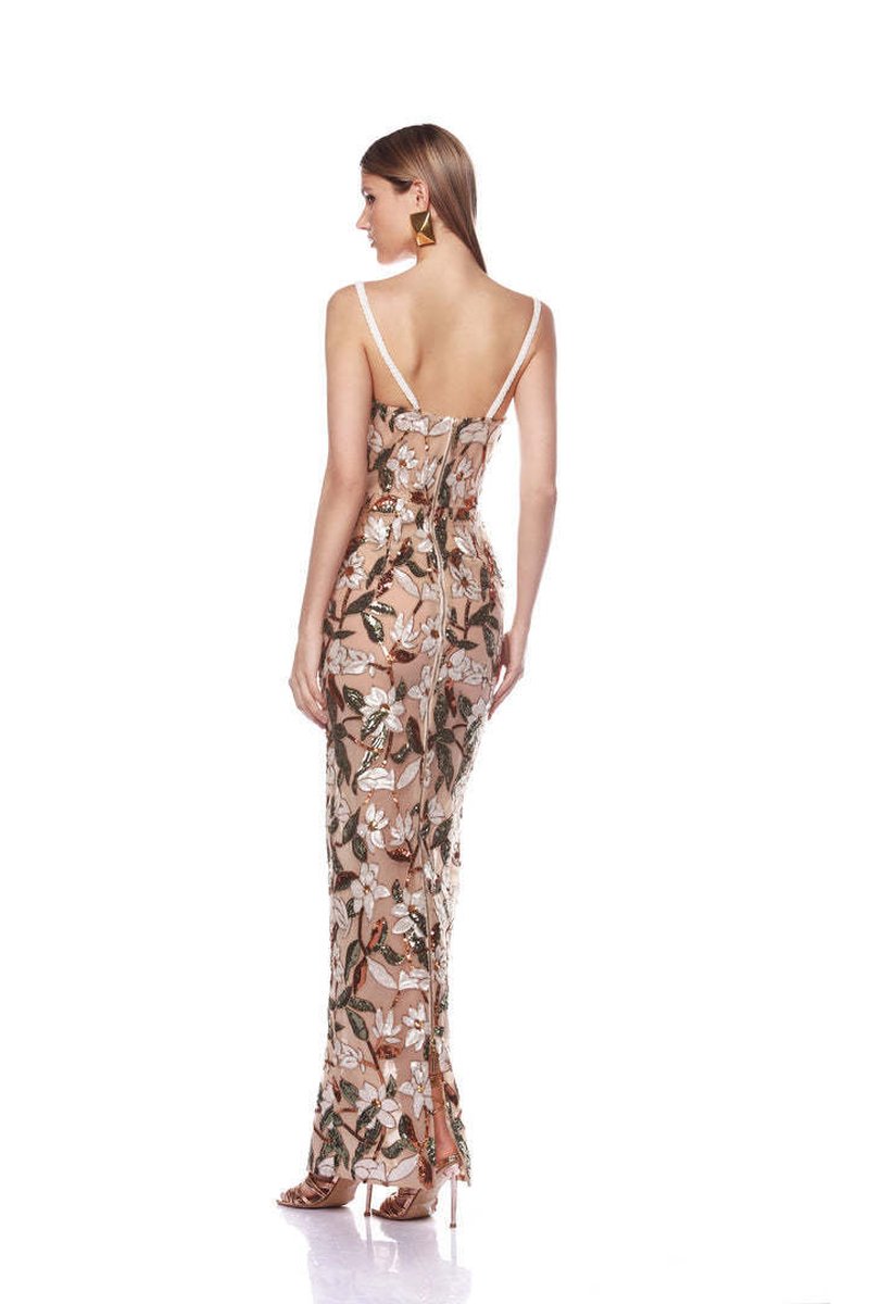 Floral Embroidered Sheer Maxi Dress H6597