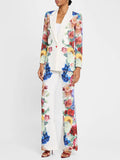 Floral Print Blazer Pants Suit H6861