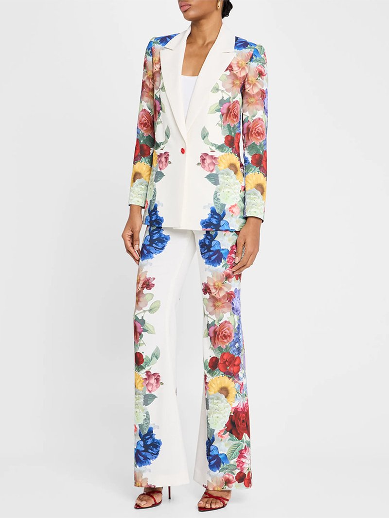 Floral Print Blazer Pants Suit H6861