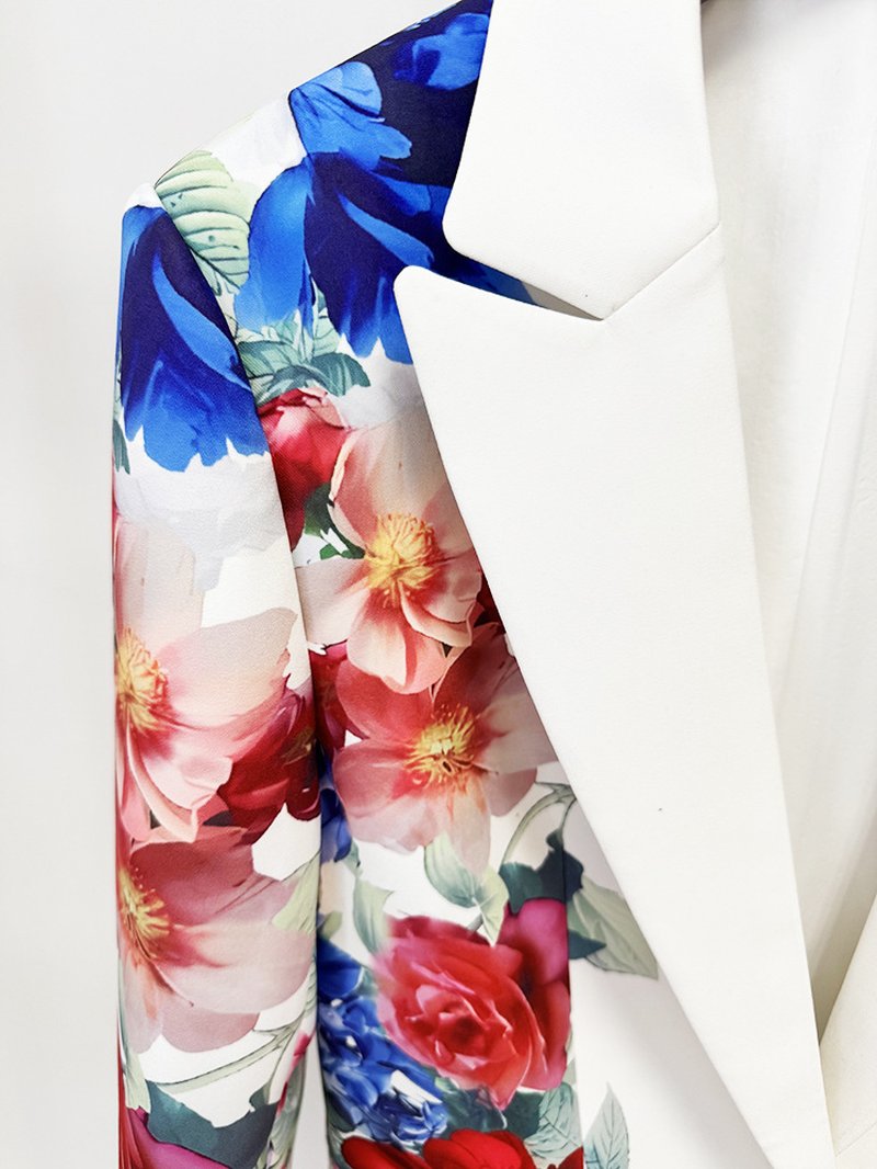 Floral Print Blazer Pants Suit H6861