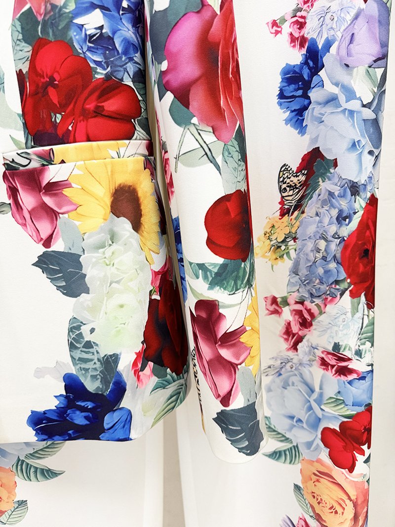 Floral Print Blazer Pants Suit H6861
