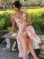 Floral Print Corset Midi Dress H6393