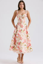 Floral Print Corset Midi Dress H6393