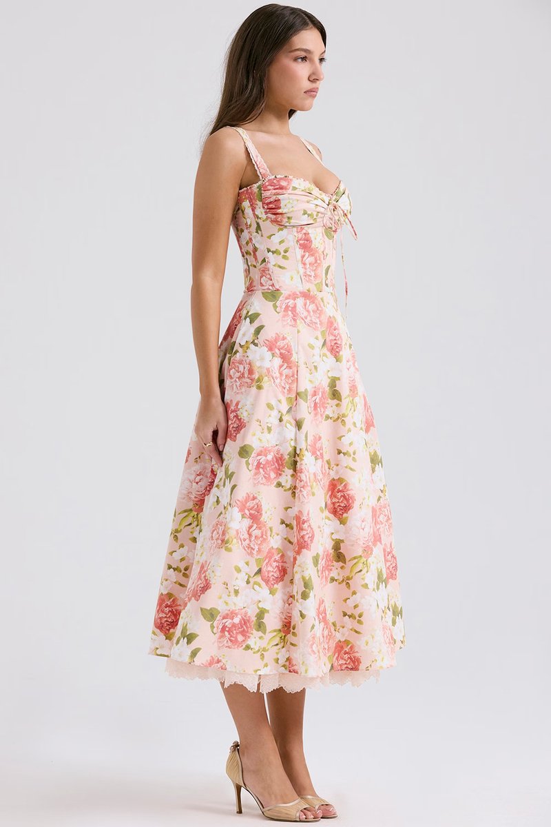 Floral Print Corset Midi Dress H6393