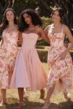 Floral Print Corset Midi Dress H6393