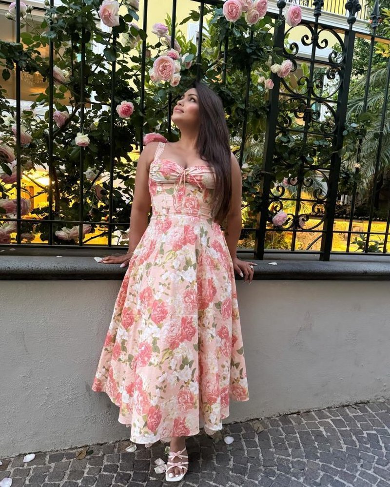Floral Print Corset Midi Dress H6393